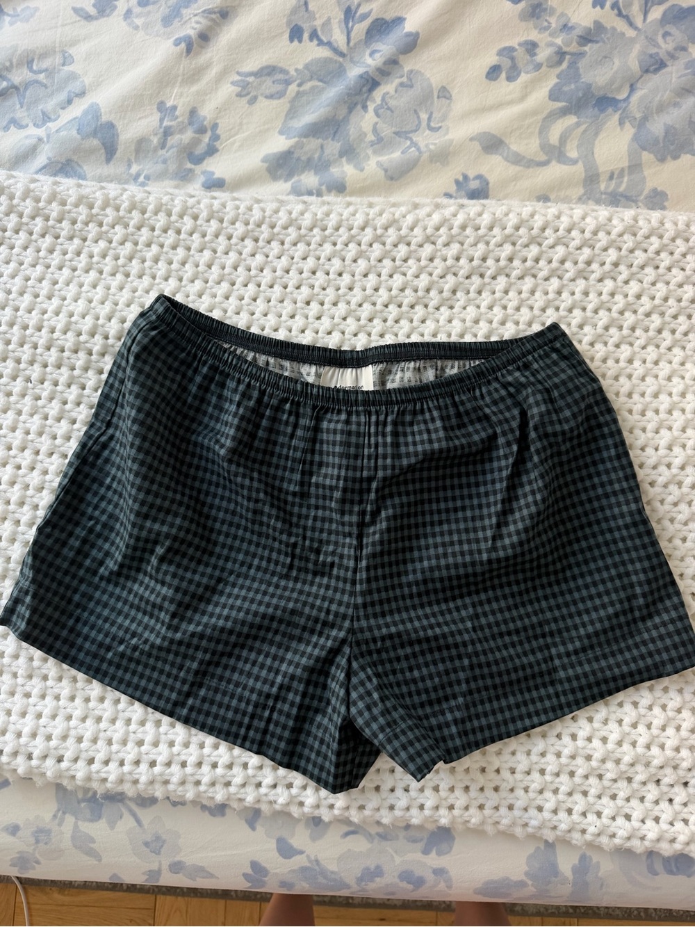 Reformation Nora Short - Dark Slate Check